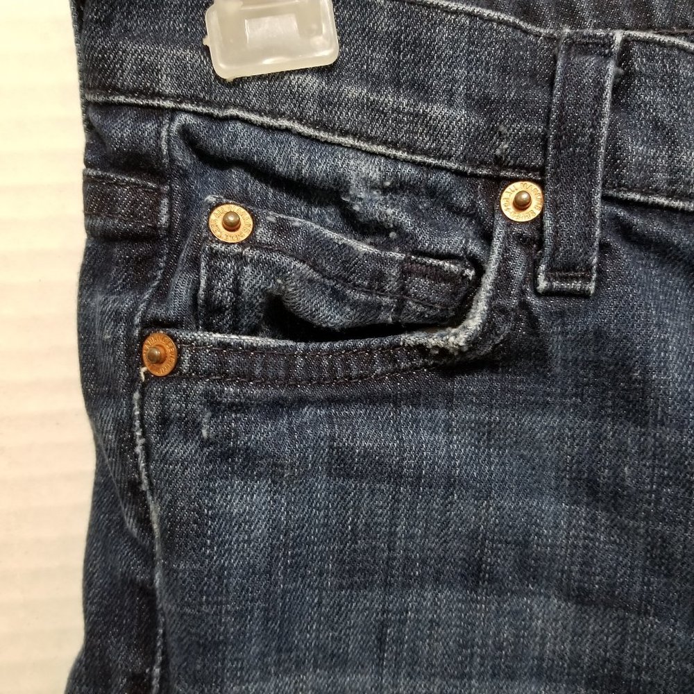7FAM jeans 24 Crop Dojo capri denim lightly distressed stretch P348380S-380S Y2K - Picture 3 of 14
